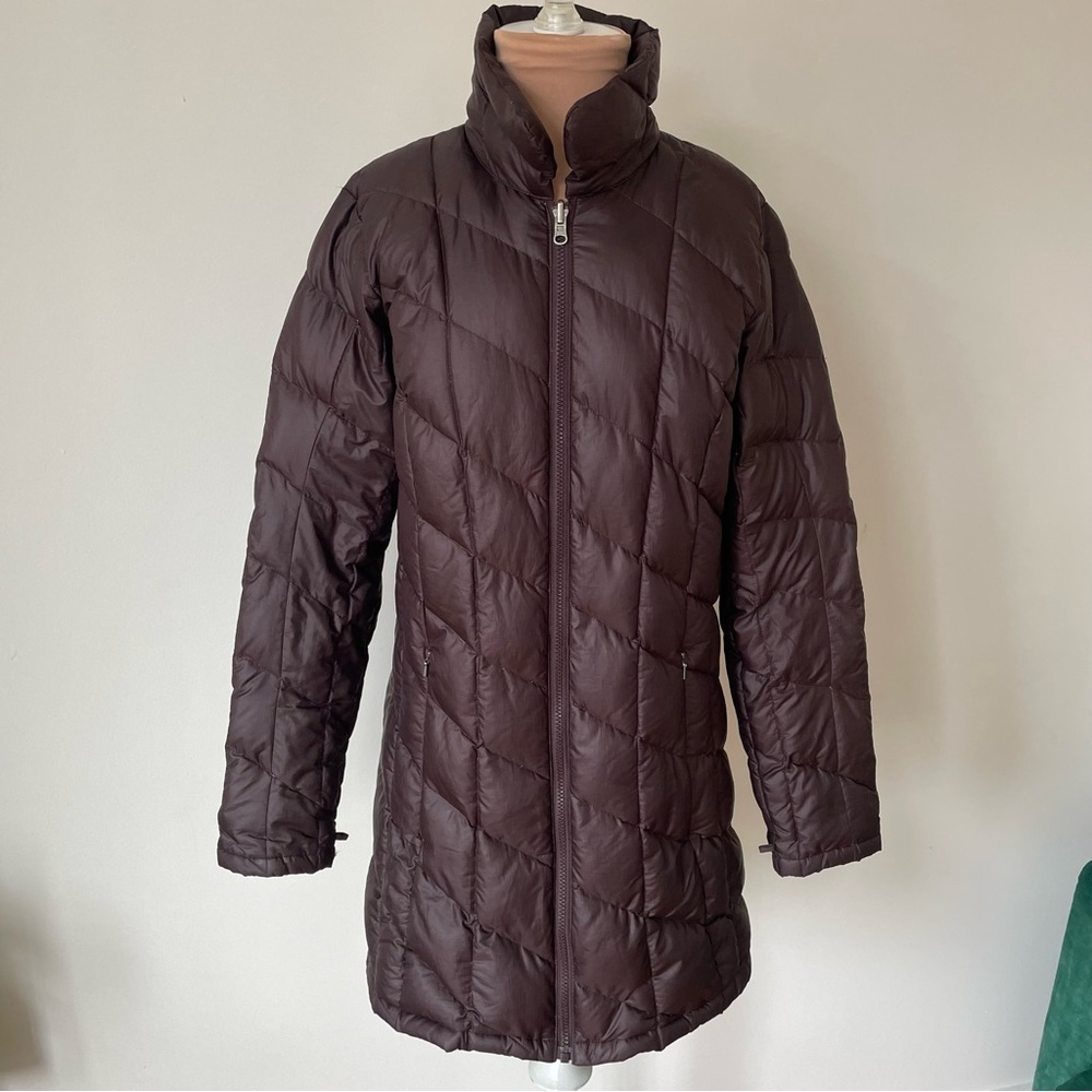 Patagonia Tres 3-in-1 Brown Goose Down Chevron Quilted Puffer Parka Coat Size M